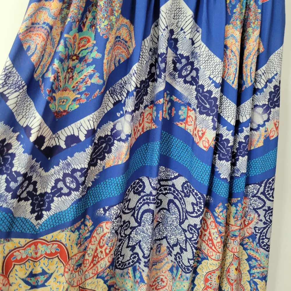 Ranna Gill Boteh Maxi Dress 6 Pleated Embroidered Rhinestone Multicolor - Picture 10 of 13